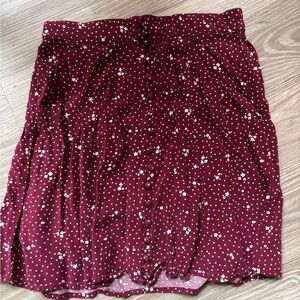 SO Burgundy Mini Skirt with White Star Print